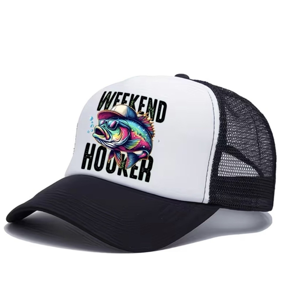 Brand New Weekend Hooker Trucker Hat Fishing Funny Adjustable Mesh Backing Black